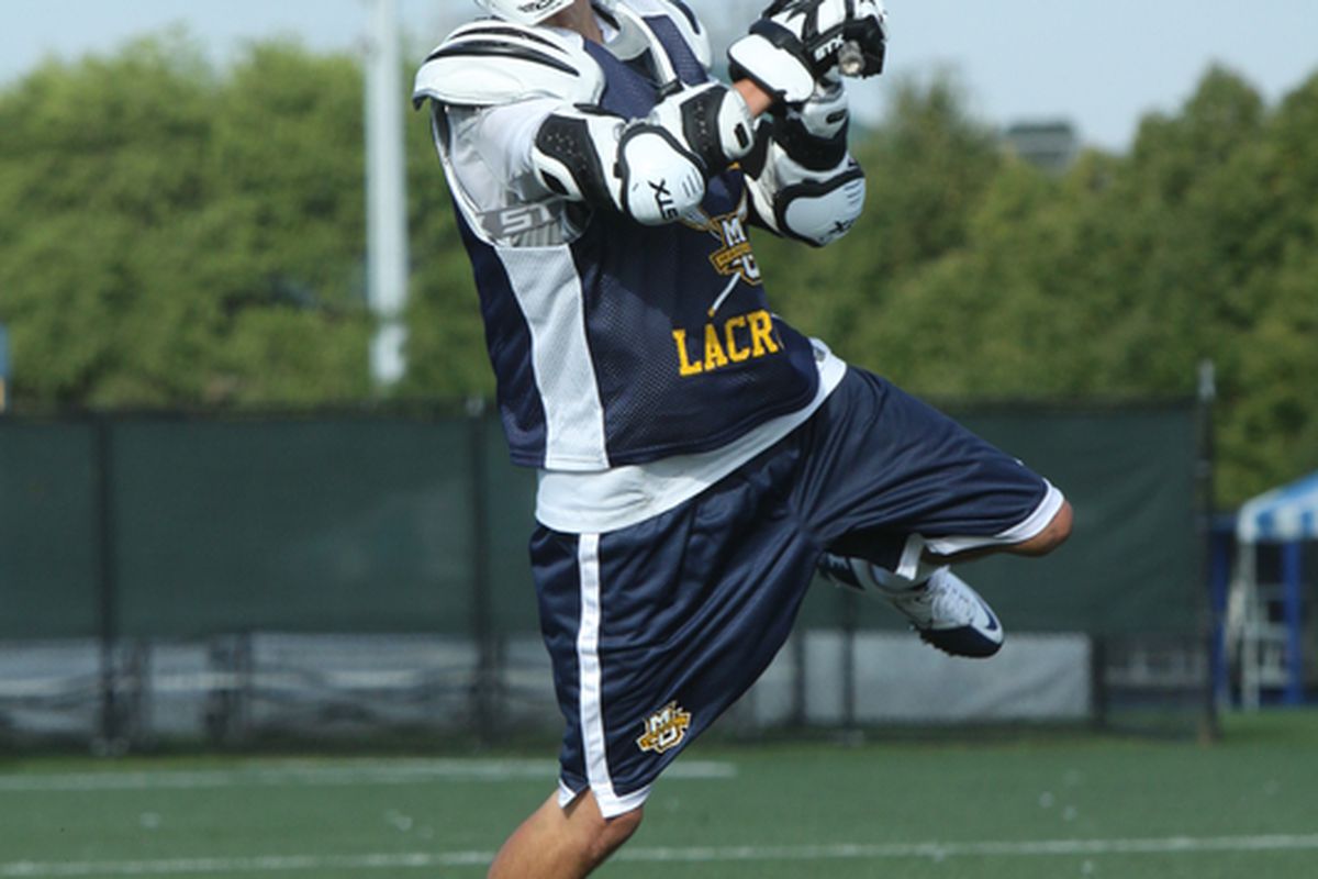 Someone told <a href="http://www.gomarquette.com/sports/m-lacros/mtt/whitlow_kyle00.html">Kyle Whitlow</a> to get ready for an action shot. MU lacrosse starts this spring! (via MarquetteImages.com)