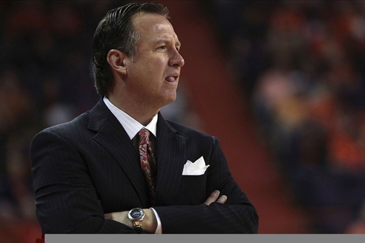 Feb 25, 2012; Clemson, SC, USA; North Carolina State Wolfpack head coach Mark Gottfried reacts during the first half against the Clemson Tigers at J.C. Littlejohn Coliseum. Mandatory Credit: Joshua S. Kelly-US PRESSWIRE