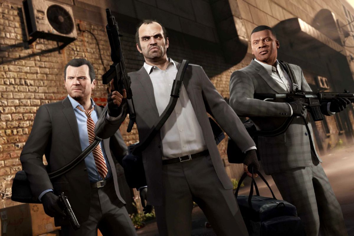 Michael, Trevor, and Franklin in GTA 5 on PS5 and Series X
