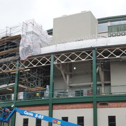 View of the new elevator shaft, to the north of the marquee