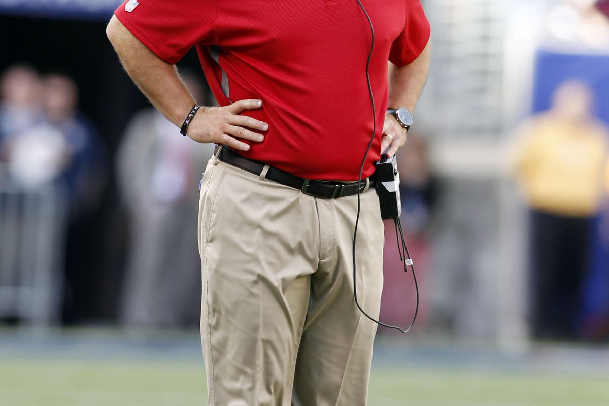 Sep 16, 2012; East Rutherford, NJ, USA; Tampa Bay Buccaneers head coach Greg Schiano during the game against the New York Giants at MetLife Stadium.  Mandatory Credit: Chris Faytok/THE STAR-LEDGER via US PRESSWIRE