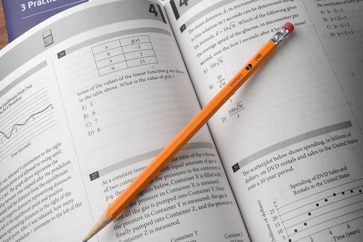 Page from SAT test preparation book
