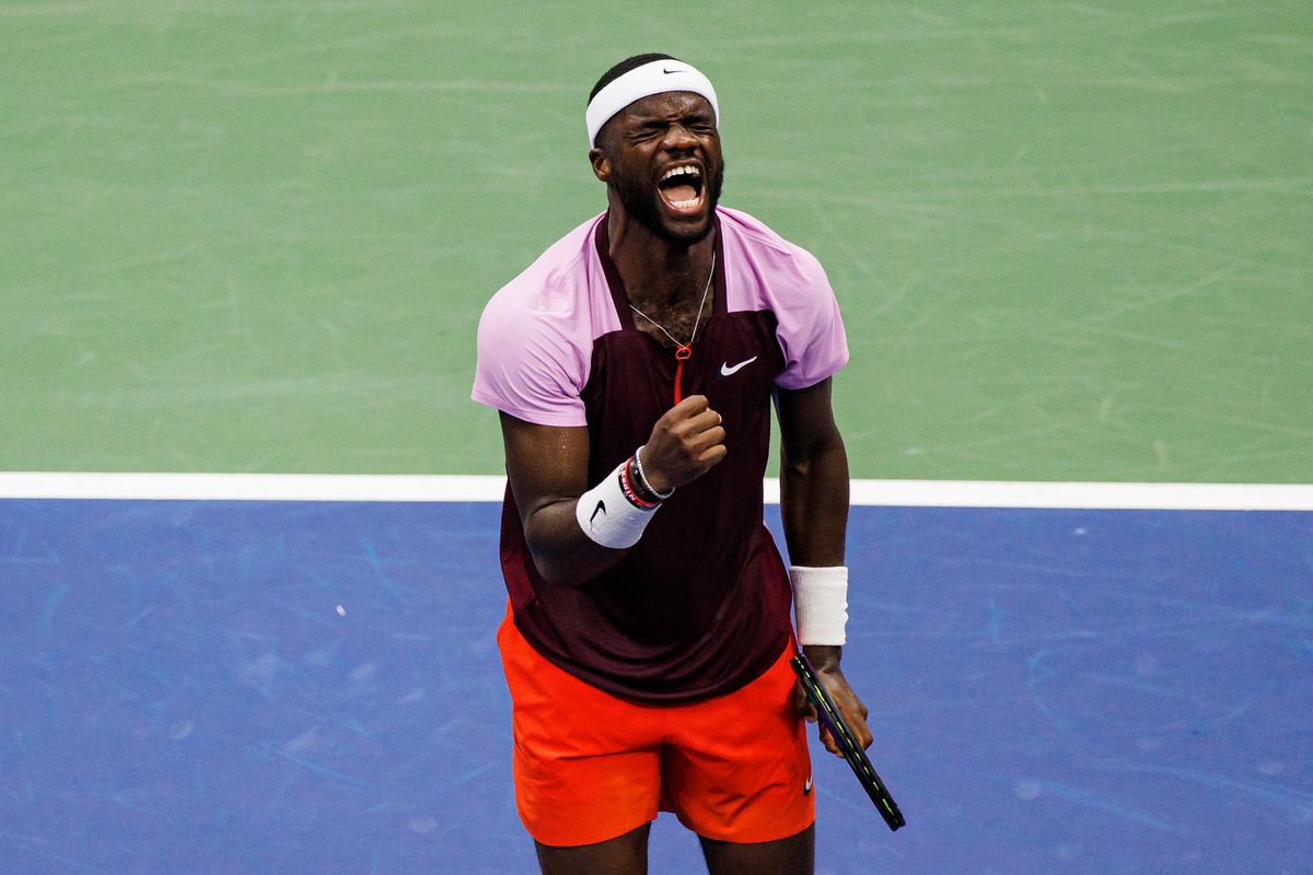 Frances Tiafoe of the United States celebrates during his match against Rafael Nadal of Spain in the fourth round of the men’s singles at the US Open at the USTA Billie Jean King National Tennis Center on September 05, 2022 in New York City.