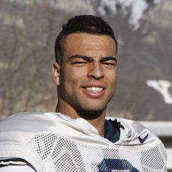 BYU football linebacker Kyle Van Noy,  Monday, March 18, 2013, in Provo.  