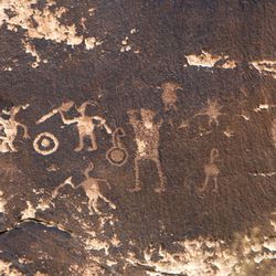 Petroglyphs can be seen in the Little Grand Canyon of the San Rafael Swell on Saturday, April 2, 2011, in the San Rafael Swell in central Utah. 
