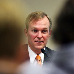 Salt Lake County Mayor Ben McAdams speaks during a meeting of the Collective Impact on Homelessness Steering Committee in Salt Lake City on Wednesday, Aug. 3, 2016.