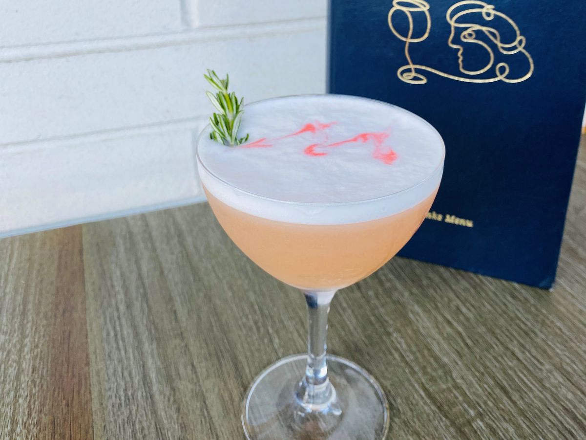 A pink cocktail.