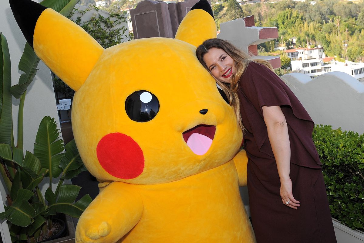 Pikachu and Drew Barrymore. Photo: Angela Weiss / Getty Images 