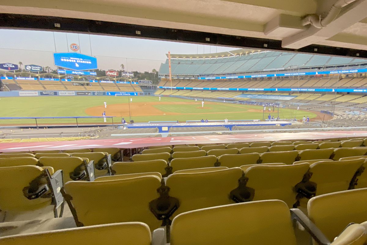 Los Angeles Dodgers play an inter squad game with no fans during summer camp workout in preparation for the 2020 season due to the Coronavirus Pandemic.