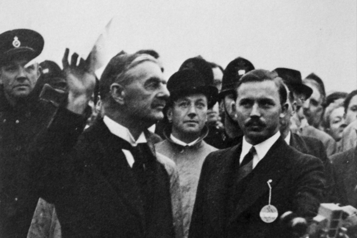 Neville Chamberlain (British Prime Minister returns from signing the Munich Agreement 1938. The agreement was a settlement permitting Nazi Germany’s annexation of portions of Czechoslovakia. it is widely regarded as a failed act of appeasement towar