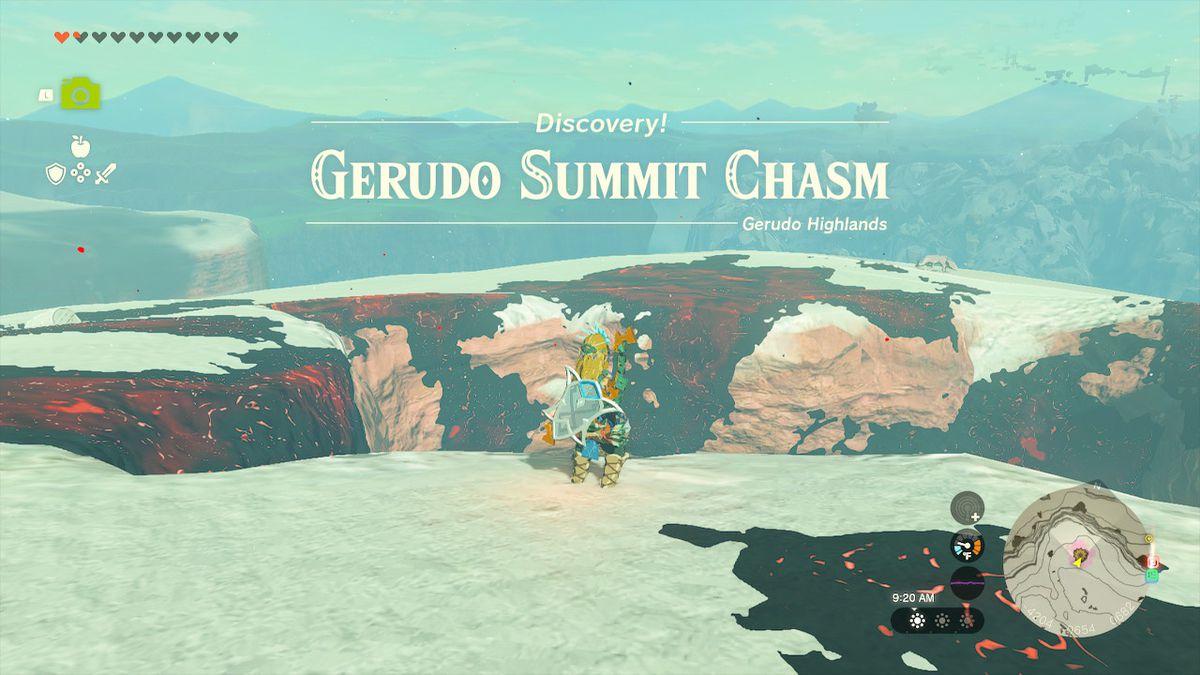 Link prepares to dive into the Gerudo Summit Chasm in Zelda: Tears of the Kingdom