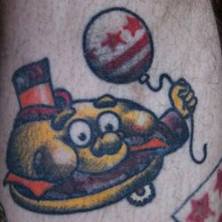 "Iâ€™m from the DC area and I love it; thereâ€™s not a better city. I have a few District tattoos, but this McDonalds character with the flag balloon is probably my favorite."