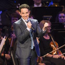 Guest performer Santino Fontana performs with the Tabernacle Choir during the annual Pioneer Day concert Friday, July 18, 2014, in Salt Lake City at the Conference Center.