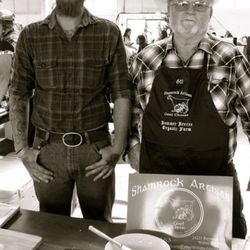 On the right, cheese maker Gilbert Cox of Shamrock Artisan Goat Cheese Creamery & Grade A Dairy. 