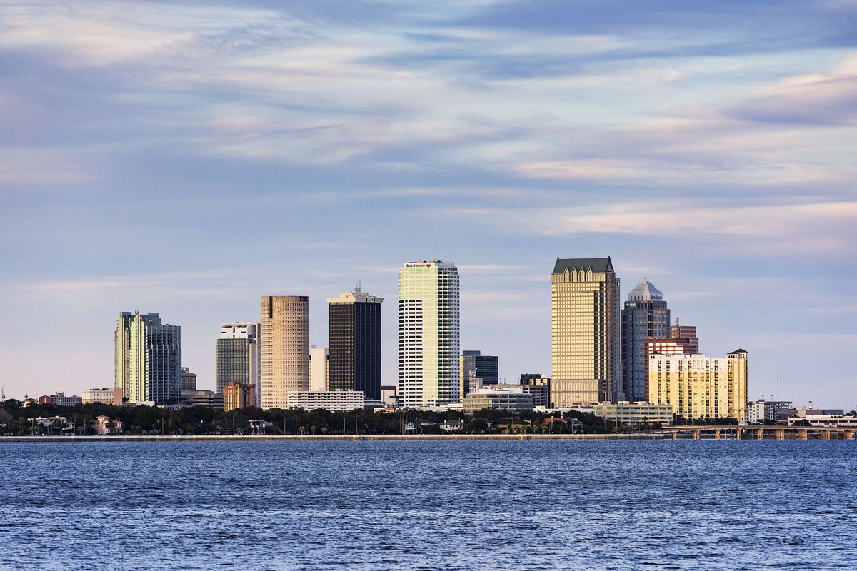 Tampa skyline across Hillsborough Bay...