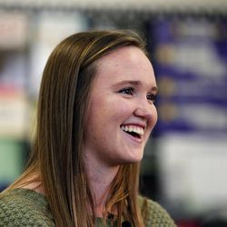 Hannah Perkins performed CPR on Caleb Barlow and helped save his life. She is interviewed at Riverton High School in Riverton, Thursday, Feb. 5, 2015.
