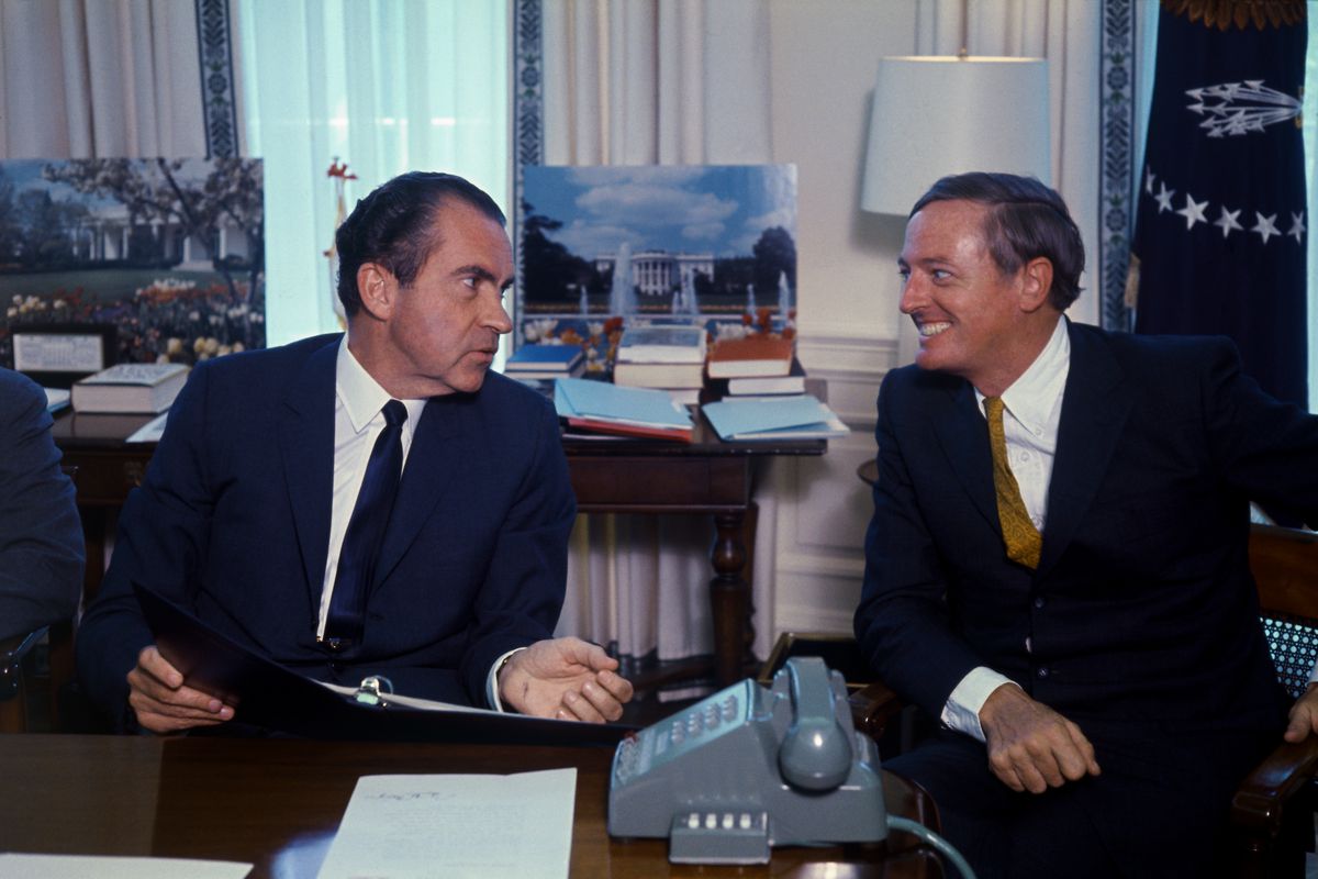 Watergate led conservatives like William F. Buckley, Jr. — the two are shown together in 1969 — to rally behind Nixon. 