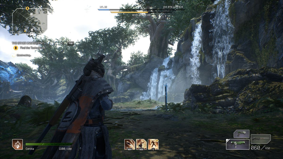 Outriders’ protagonist comes across a waterfall