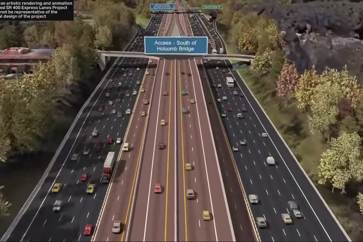 A rendering of SR 400 Express Lanes shows interchange ramps that could be created in Roswell.