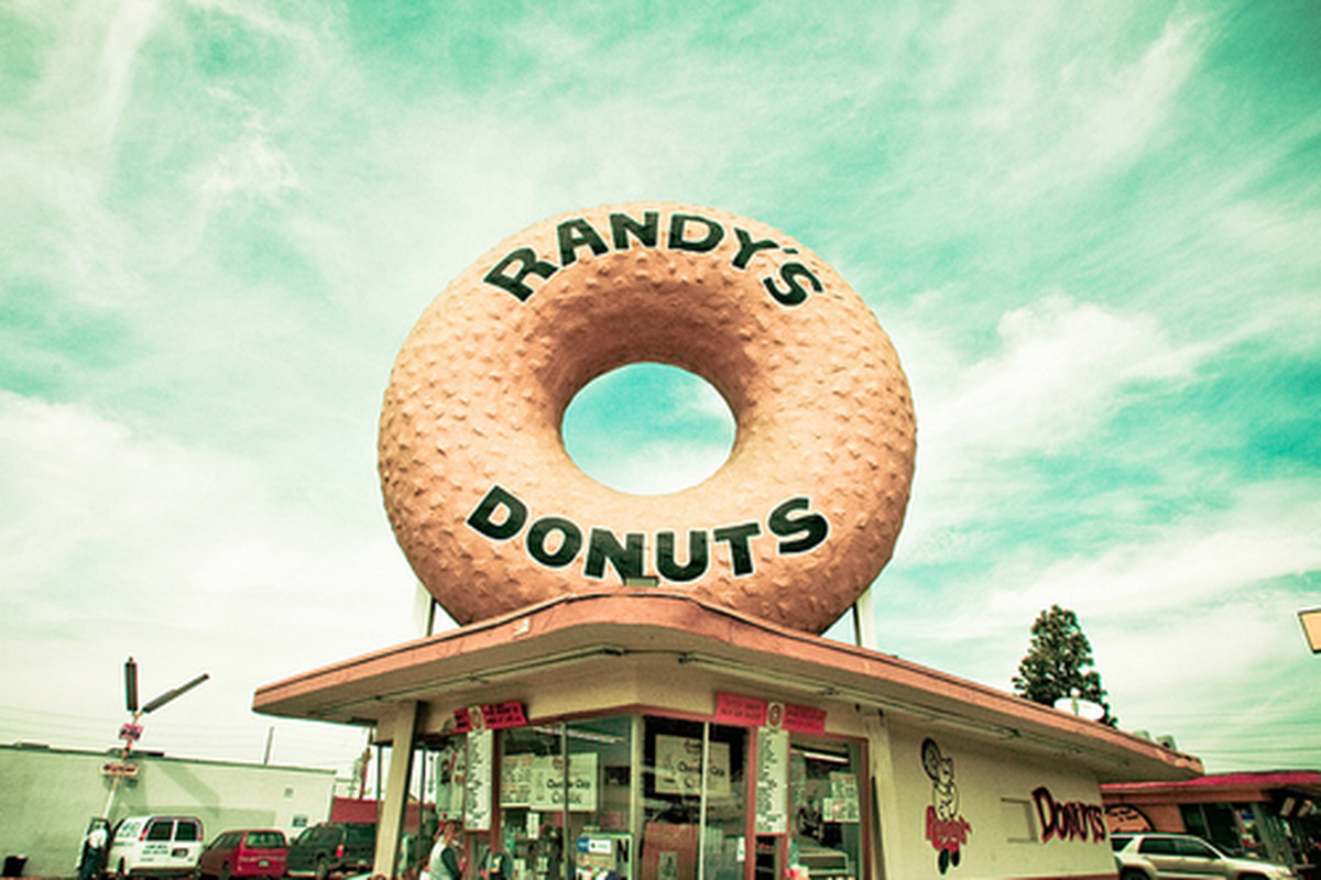Outside Randy’s Donuts, Inglewood.