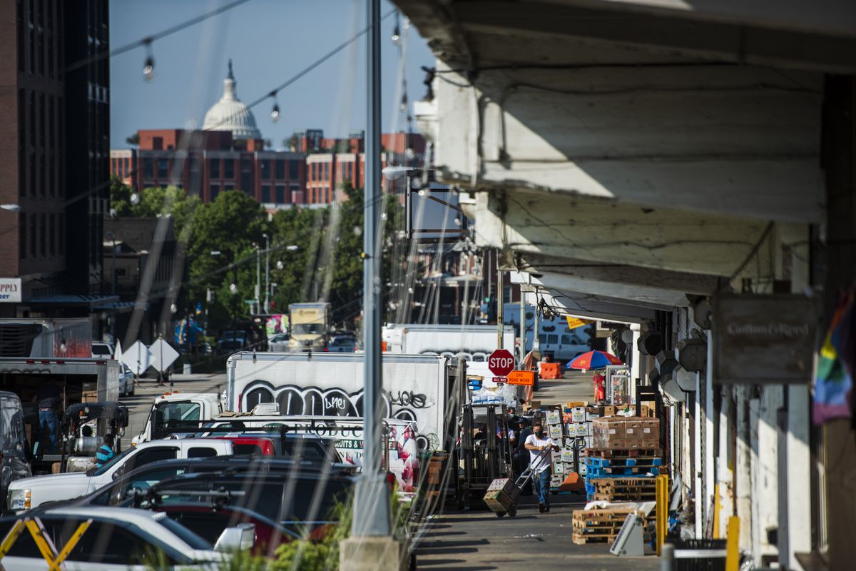 WASHINGTON, D.C. - JUNE 7: Wholesale vendors load up their truc