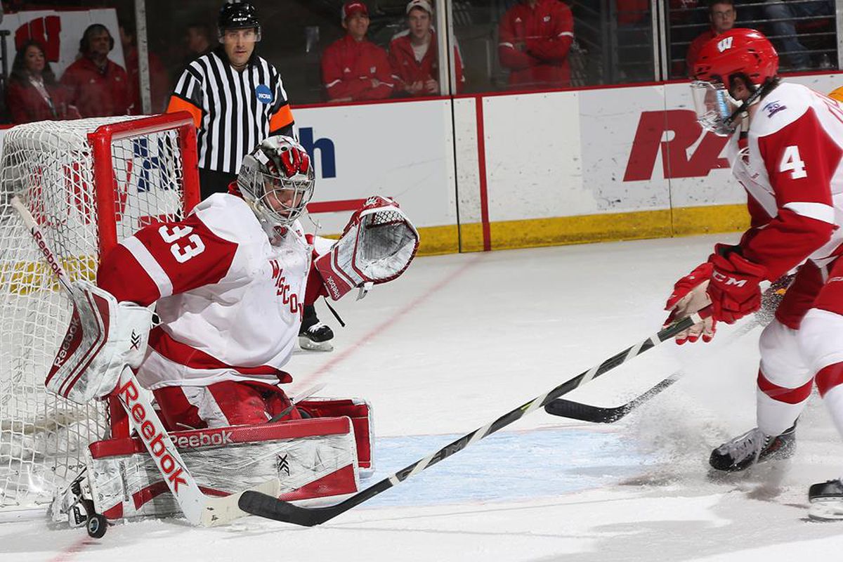 Joel Rumpel made 40 saves on Saturday but it wasn't enough to stop the Buckeyes.