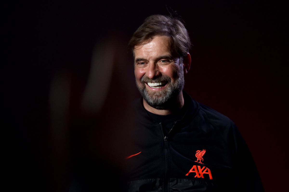 Jurgen Klopp manager of Liverpool behind the scenes at a photoshoot prior the Carabao Cup Final at AXA Training Centre on February 25, 2022 in Kirkby, England.