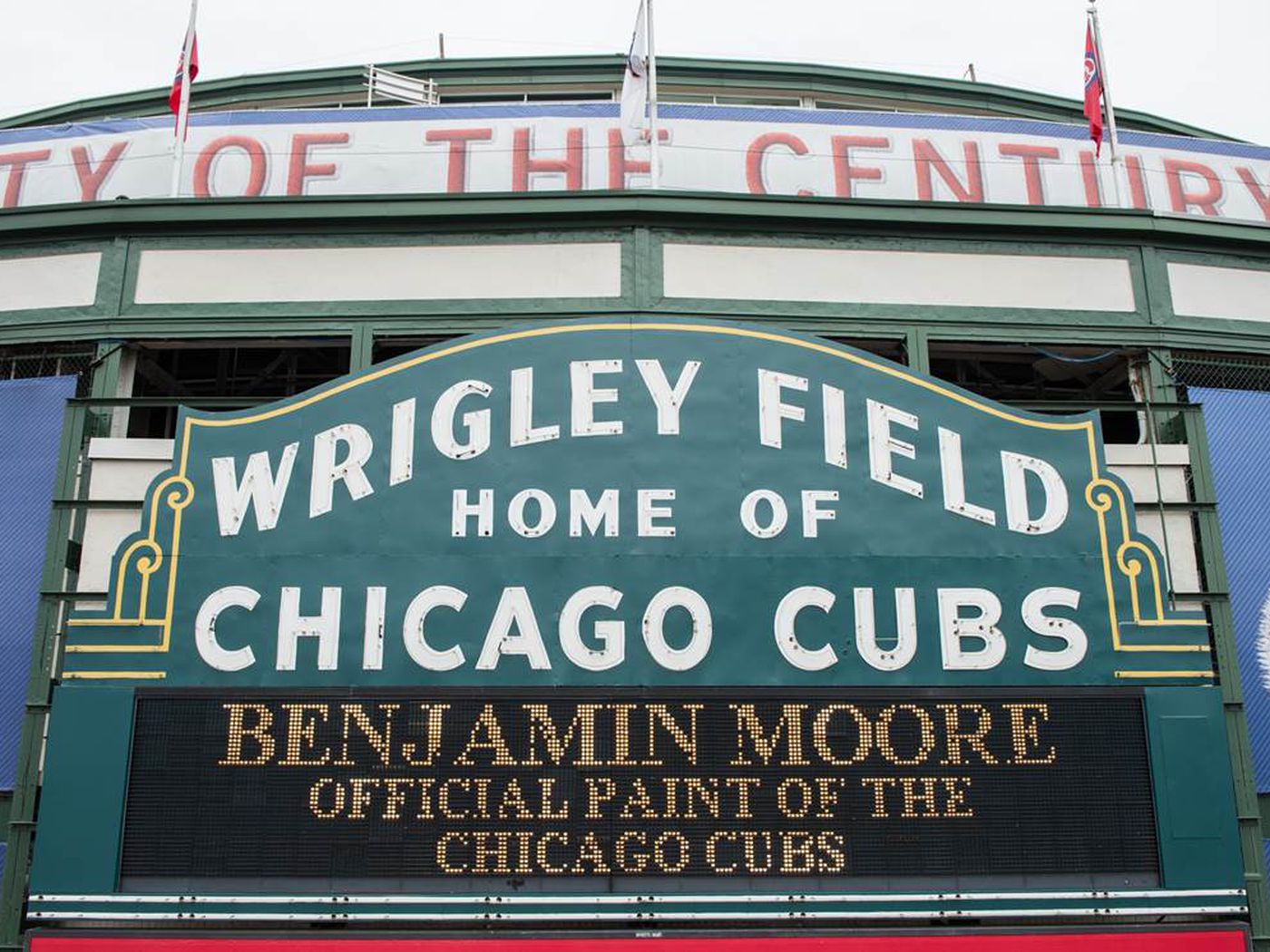 The Wrigley Field Marquee Goes Retro - Bleed Cubbie Blue