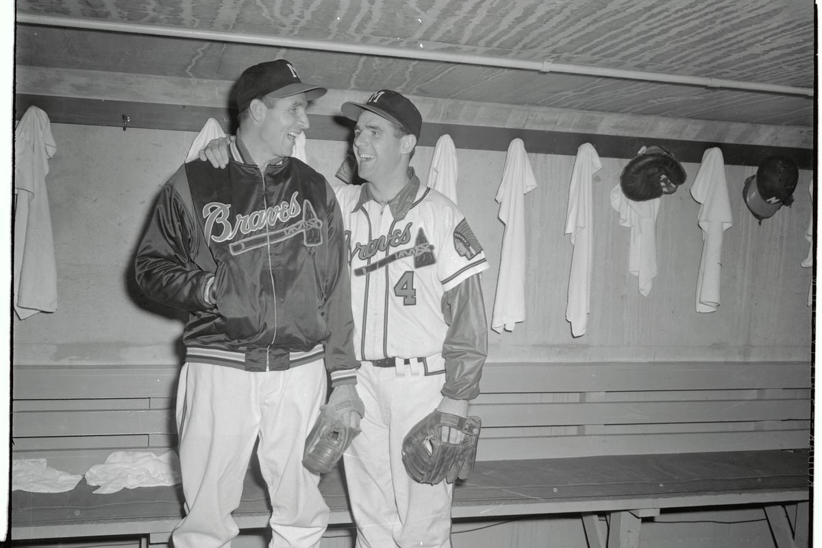 Bobby Thomson and Danny O’Connell Standing in Dugout