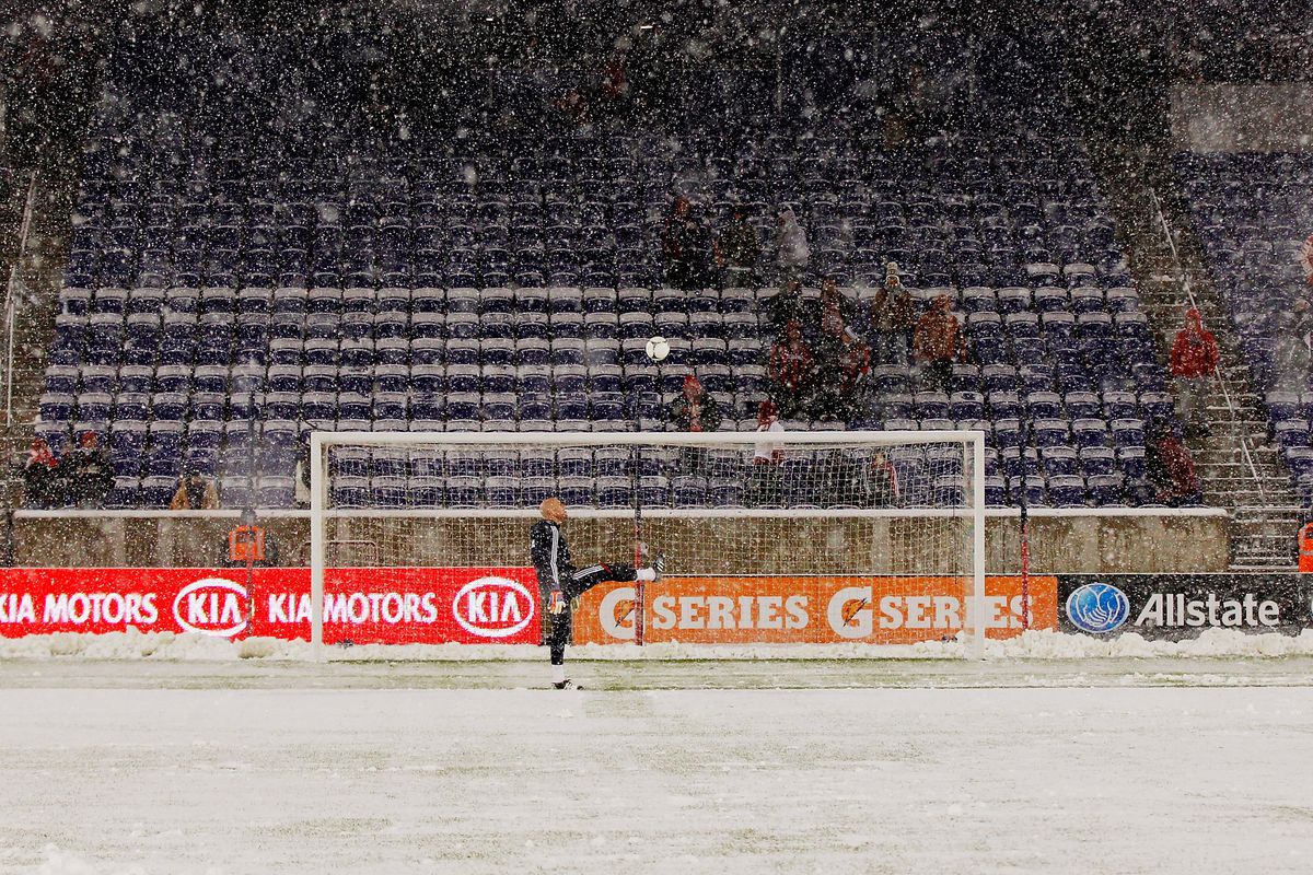 Last year's playoff game between DCU and NYRB  that was post-ponded due to snow. 