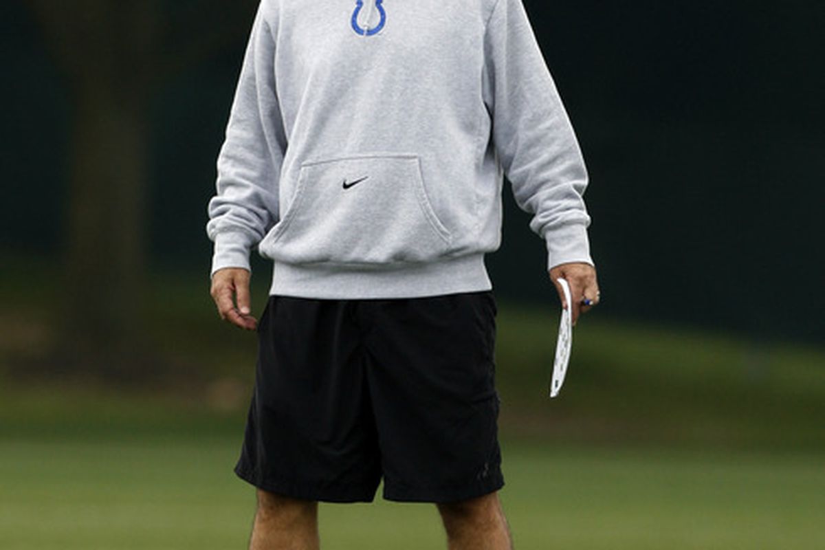 MCM is unable to confirm that the Colts hired Chuck Pagano for his ability to mimic Jim Caldwell's confused expression. Mandatory Credit: Brian Spurlock-US PRESSWIRE