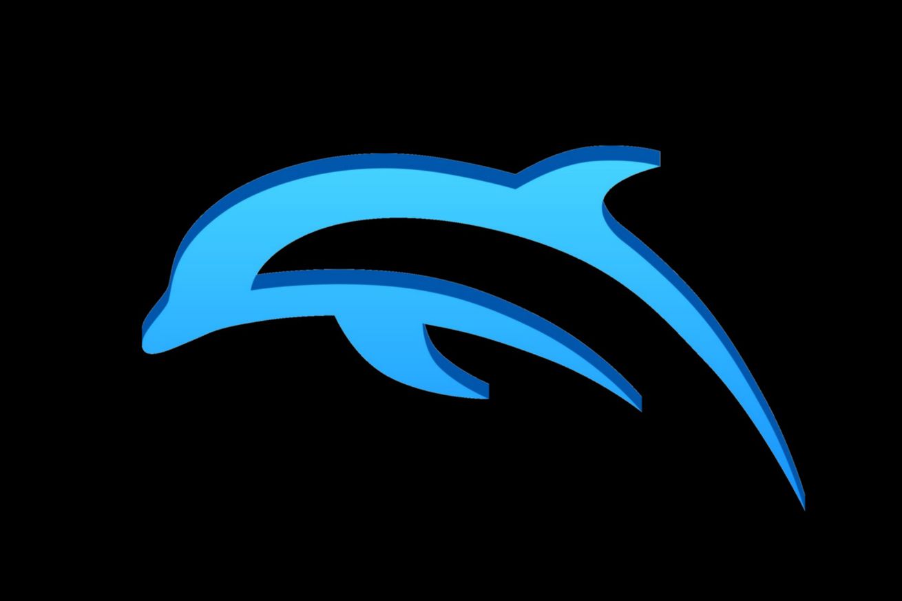 It looks like a leaping dolphin shape, entirely bright light blue, but with a hollow inside, to make it the shape of a D.