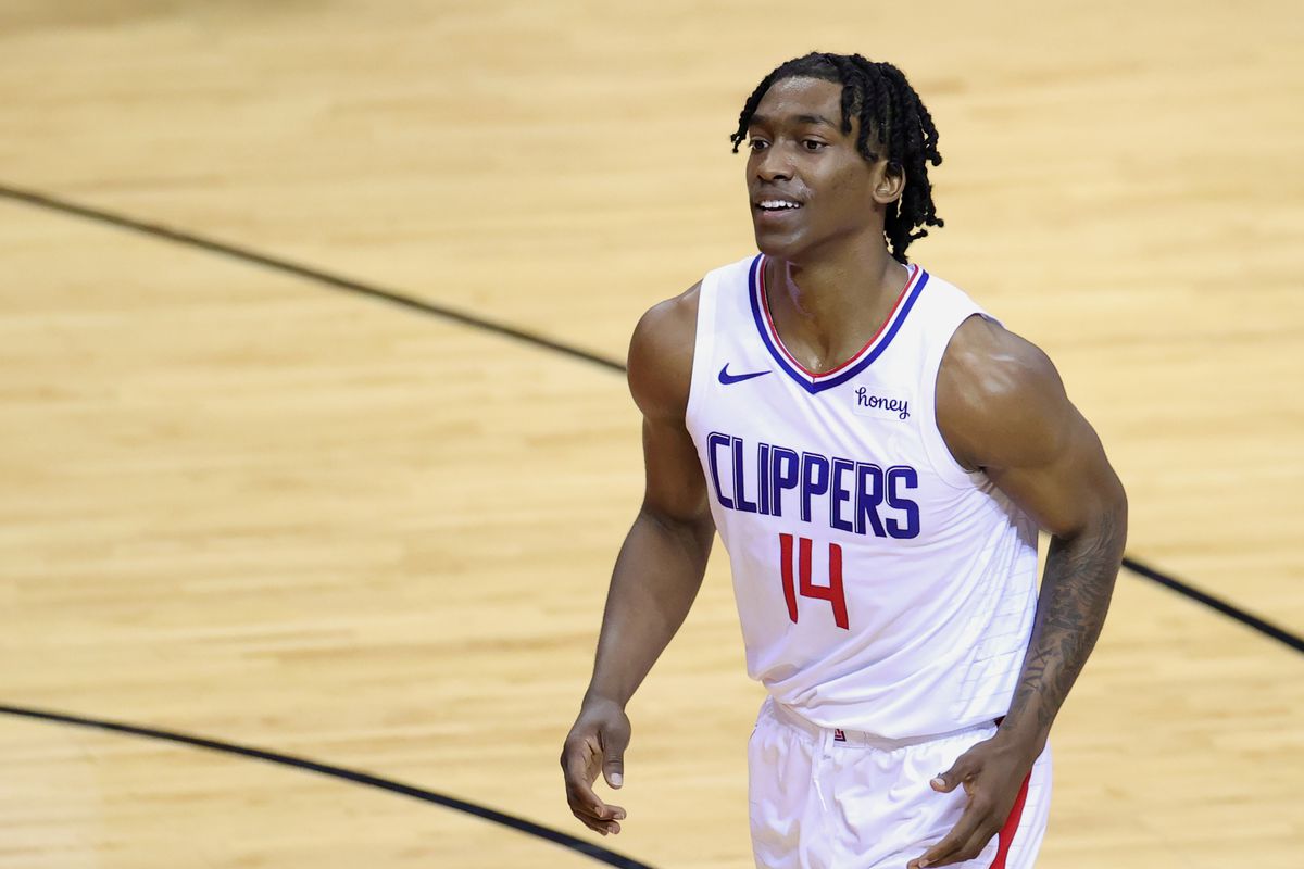 Terance Mann of the Los Angeles Clippers walks to the bench during the fourth quarter against the Houston Rockets at Toyota Center on April 23, 2021 in Houston, Texas.&nbsp;