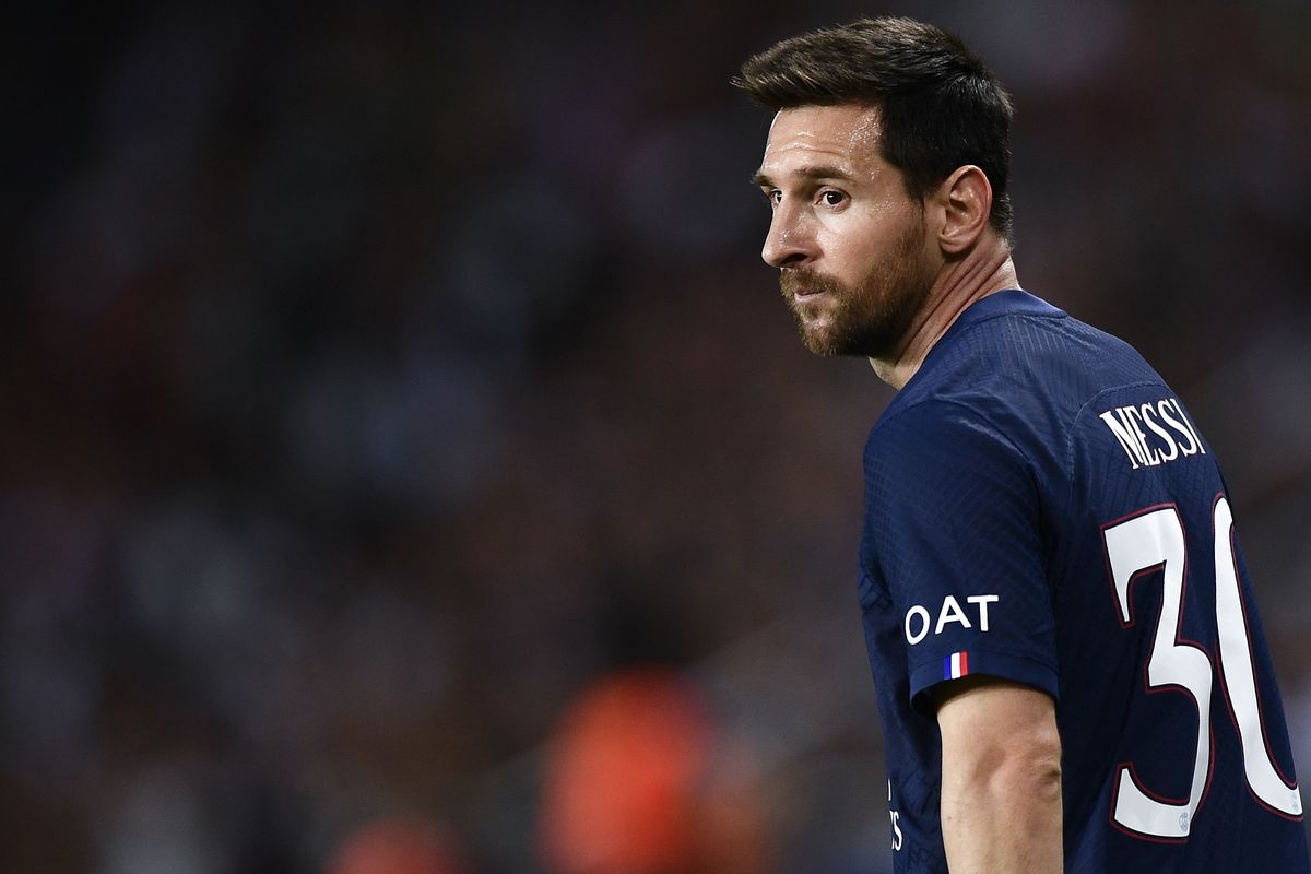 Lionel Messi of Paris Saint-Germain FC looks on during the...