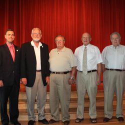 On July 28, 2010, all of the living mayors gathered to celebrate West Valley City’s 30th anniversary. From left, Mike Winder (2010-present), Dennis Nordfelt (2002-2010), Brent Anderson (1987-1994), Michael Embley (1986-1987) and Gerald Maloney (1982-1986).