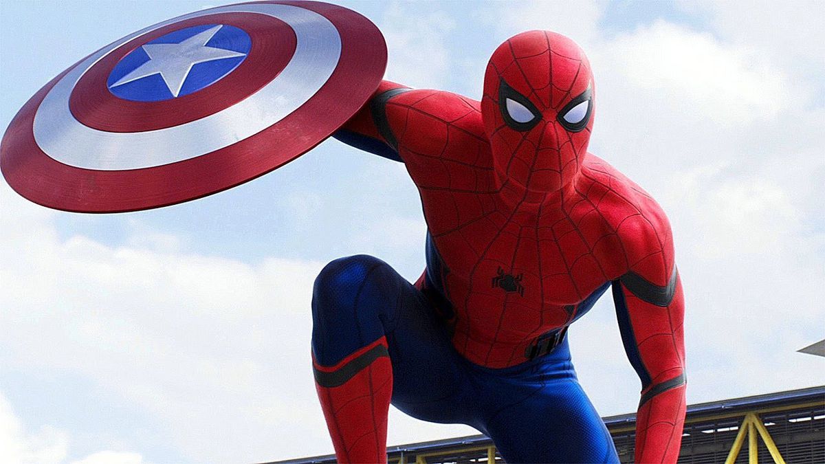 Spider-Man holding Captain America’s shield