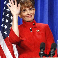 Tina Fey, plays Alaska Gov. Sarah Palin, on "Saturday Night Live" in New York.