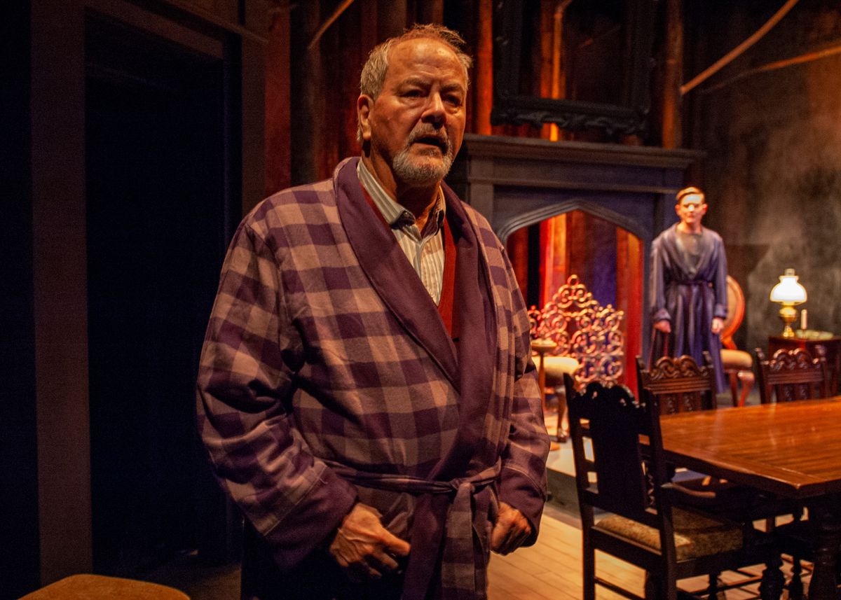 Rutherford (Francis Guinan, left) is disappointed that his children, including Richard (August Forman), do not want to carry on the family business in “Rutherford and Son” at TimeLine Theatre. 