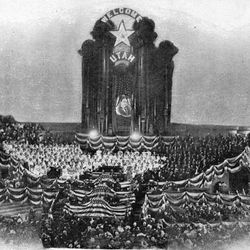President William Howard Taft was welcomed by an overflow crowd in the Salt Lake Tabernacle in October 1911.