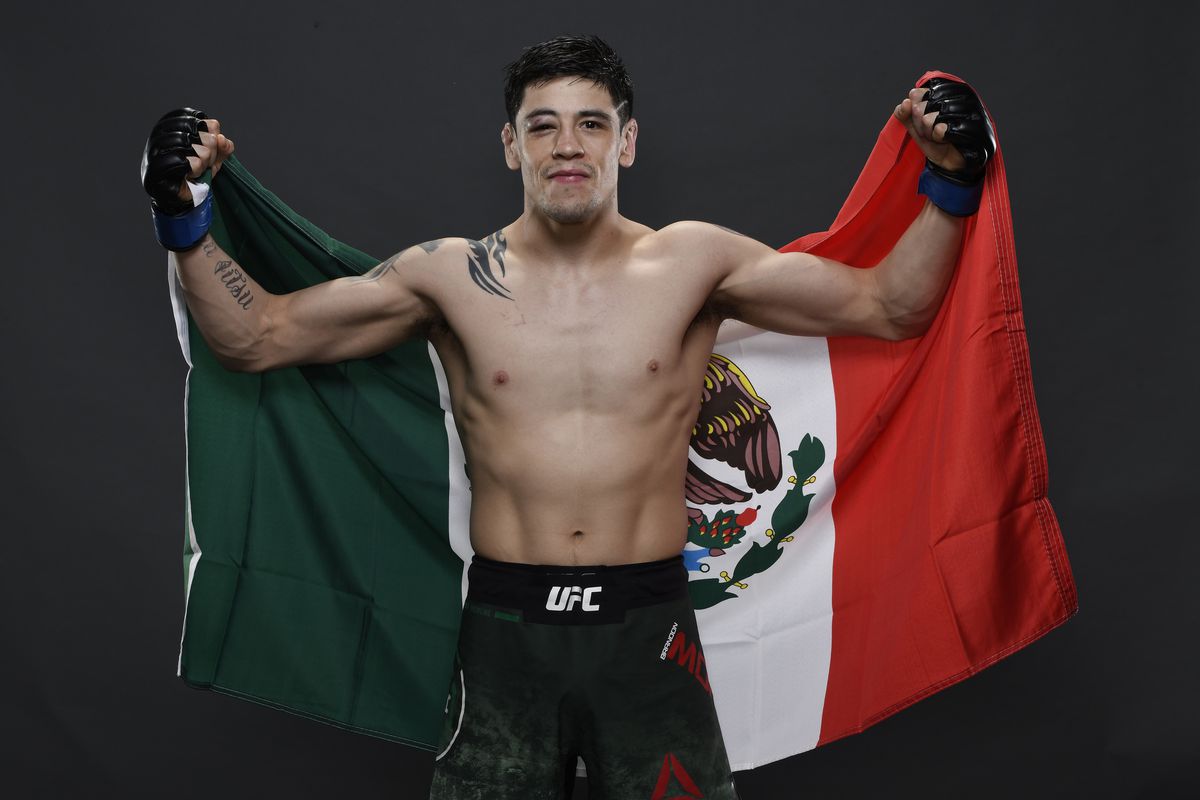 Brandon Moreno of Mexico poses for a portrait backstage after his victory during the UFC Fight Night event on March 14, 2020 in Brasilia, Brazil.