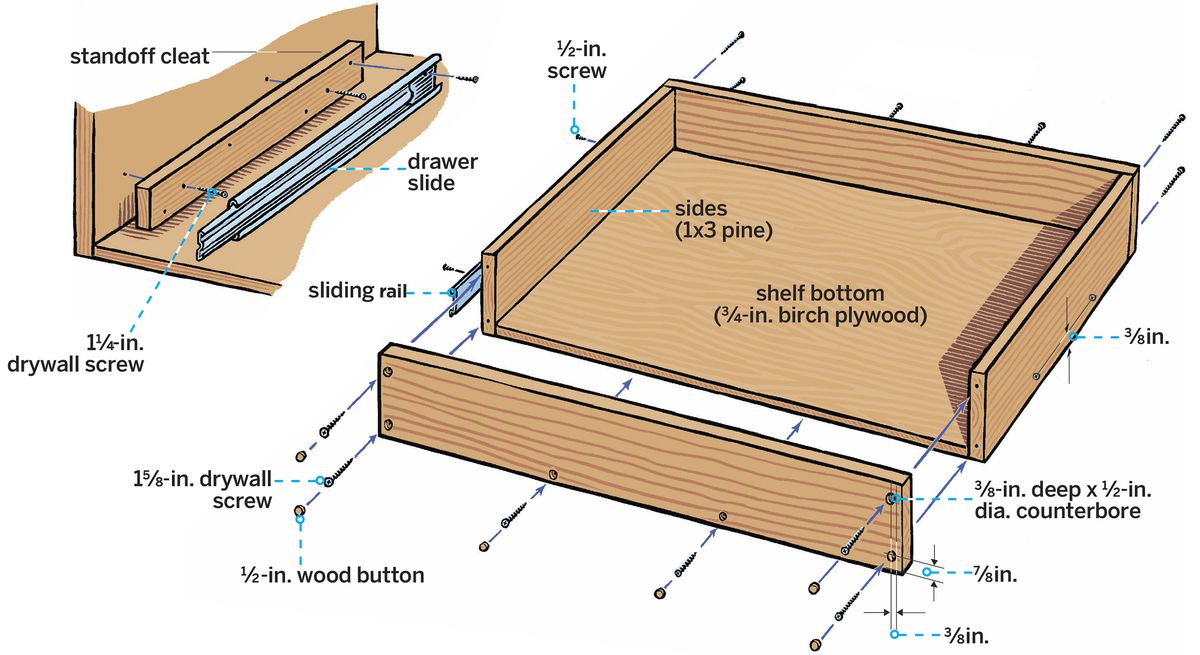 Wood Pull Out Shelves Diagram
