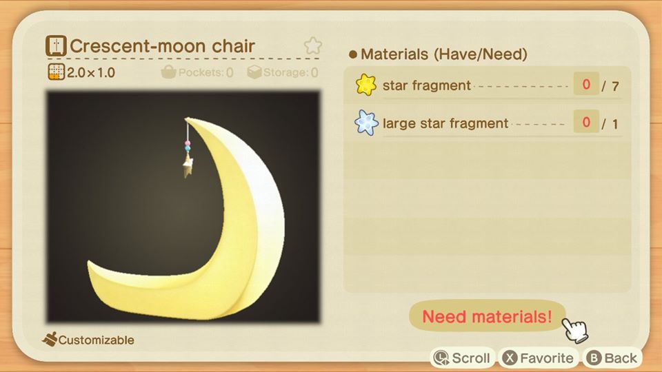 Crescent-moon Chair in Animal Crossing New Horizons