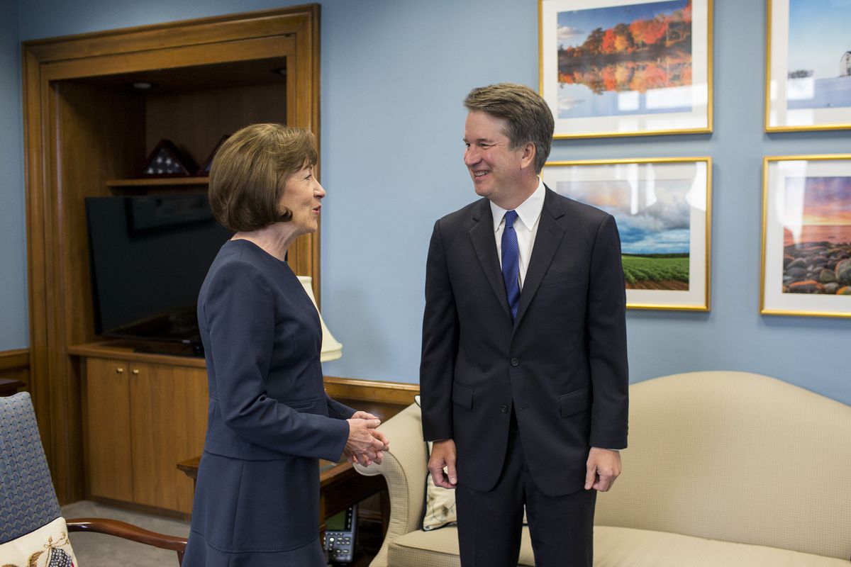 Collins and Kavanaugh meet in her office in August.