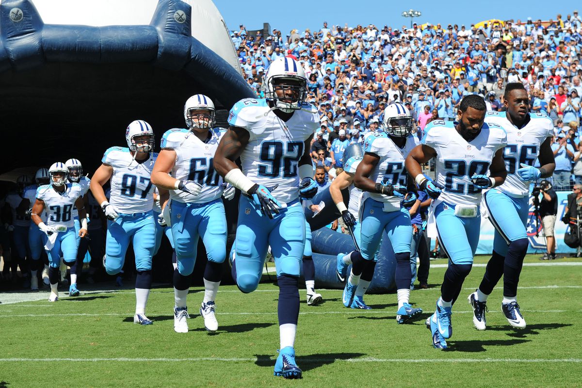 Sep 09, 2012; Nashville, TN, USA; The Tennessee Titans take the field before a game against the  New England Patriots at LP Field. The Patriots beat the Titans 34-13. Mandatory credit: Don McPeak-US PRESSWIRE