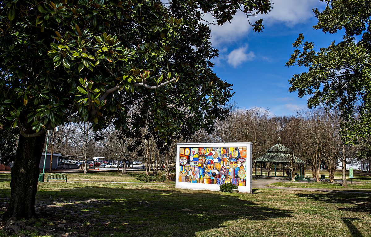 The mural and gazebo at Howell Park. 