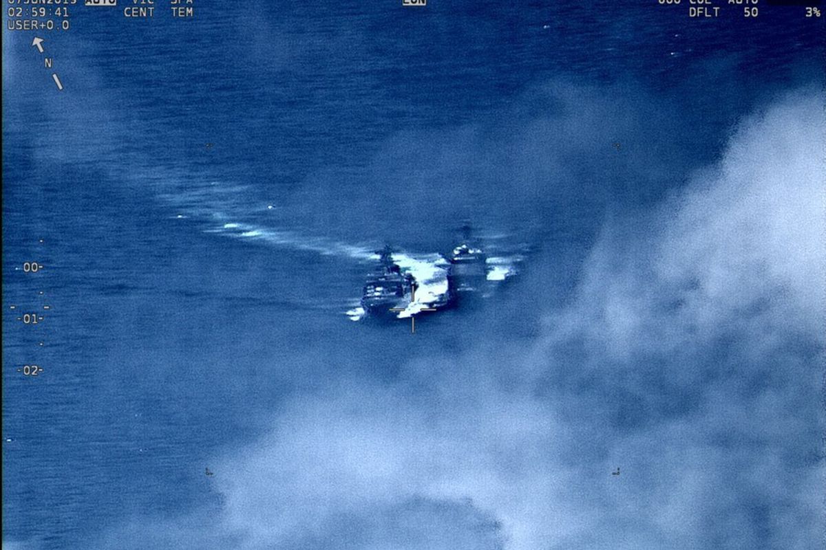 US Navy image of the incident between the US and Russian warships on June 7, 2019.