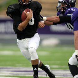Alfonso Medina runs with the ball during Weber State's Purple and White game at Stewart Stadium in Ogden on Saturday, April 13, 2013.