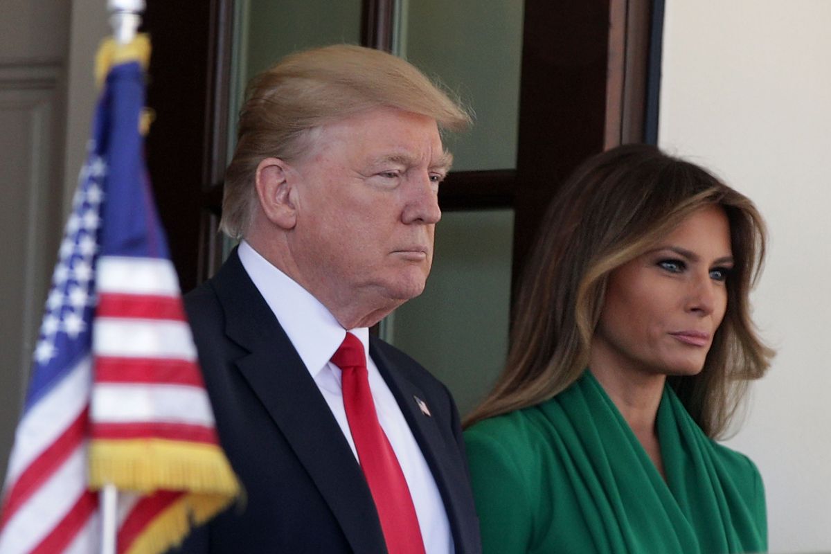 President Donald Trump and first lady Melania Trump outside the West Wing of the White House.