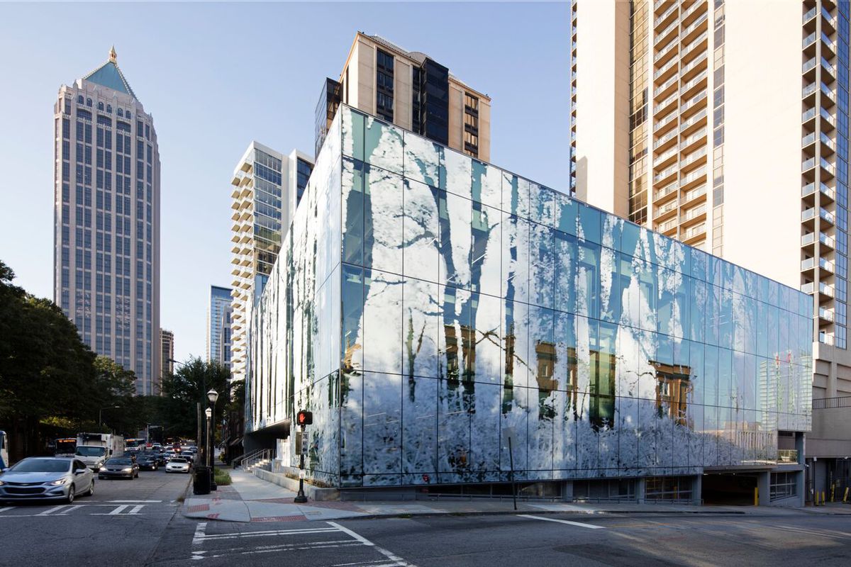 A building that lends a new look for the corner of West Peachtree and 16th  streets. 