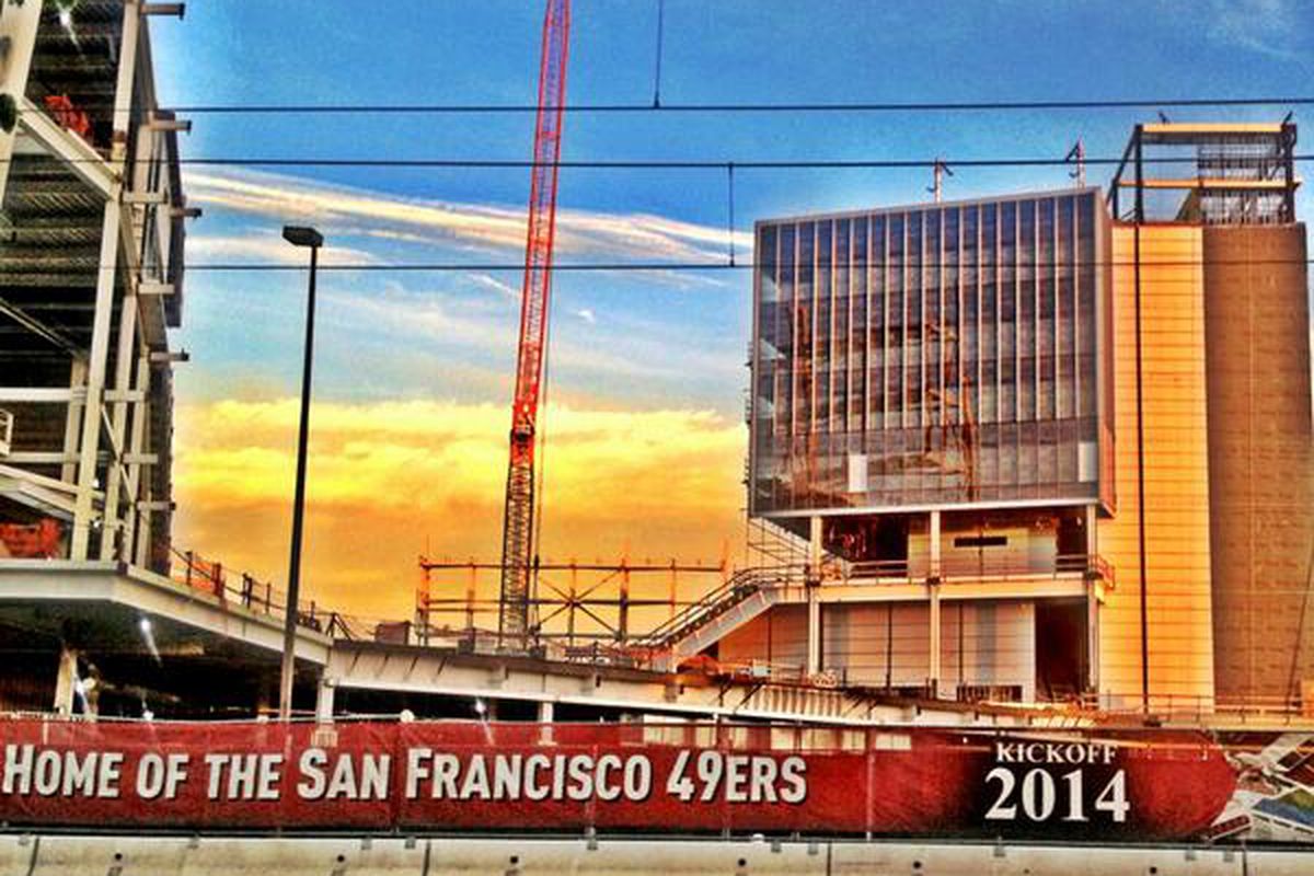 A view of the 49ers new stadium's suite tower
